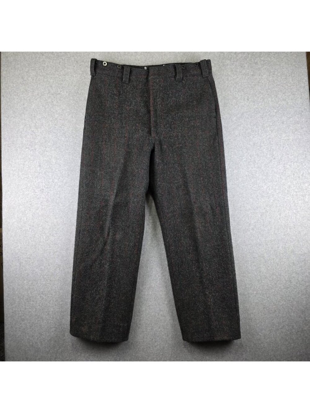 Woolrich Wool Trousers Mens 38x32 Gray Tweed Red Windowpane USA Made Vintage